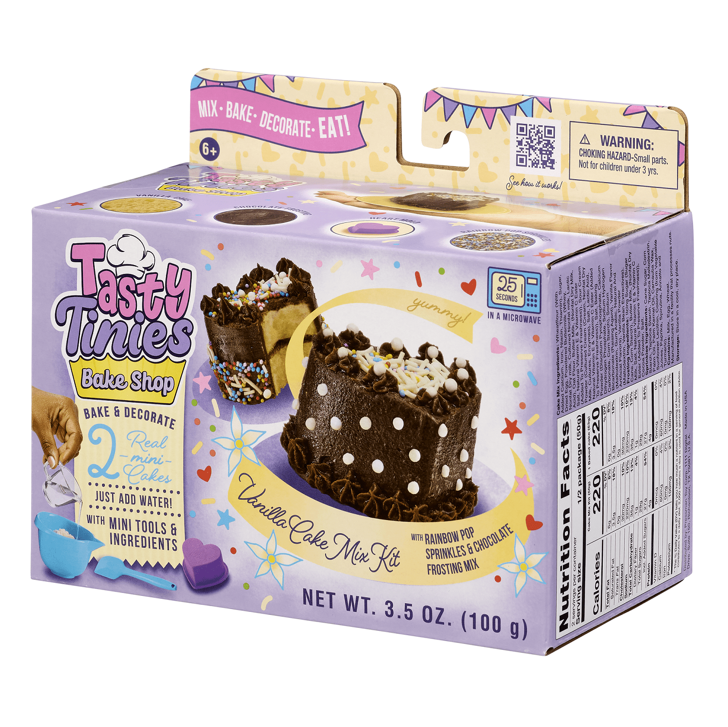 Tasty Tinies Bake Shop- Mini Baking Set w/ Vanilla Cake Mix, Chocolate Frosting, Rainbow Sprinkle