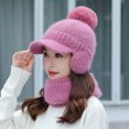 thumbnail image 3 of D-GROEE 1 Set Fashion Women Winter Knitted Hat Thickened Faux Rabbit Fur Pompom Cap with Neck Scarf, 3 of 7