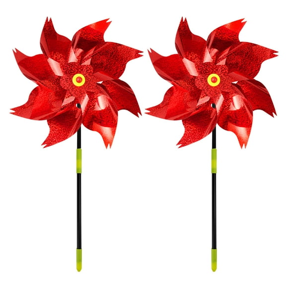 Aodebiao 2pc Reflective Pinwheels , Extra Sparkly Pinwheel for Garden Decor, Bird Devices Deterrent to Scare Birds Away from Yard Patio Farm,Pin Wheels for Lawn and Patio