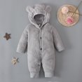 thumbnail image 2 of YOPTOP Clearance Items All !Teddy Bear Onesie Baby  Snowsuit Plush Cute Winter Coat Warm Hooded Footie Fleece Jumpsuit Rompers For  Girls Boys,Grey,3-6months, 2 of 9
