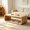 Light Natural + MDF + Modern, variant on Rounded Curved Edge Coffee Table for Living Room, Modern Freestanding MDF Coffee Table with 2-Tier Open Storage, Kid Safe Rectangle Low Profile Center Table for Apartment, Home Leisure Room