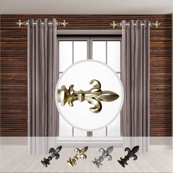 Domovina Tanner 1-inch Side Curtain Rod 12-20 Inches (Set of 2)-Color:Light Gold