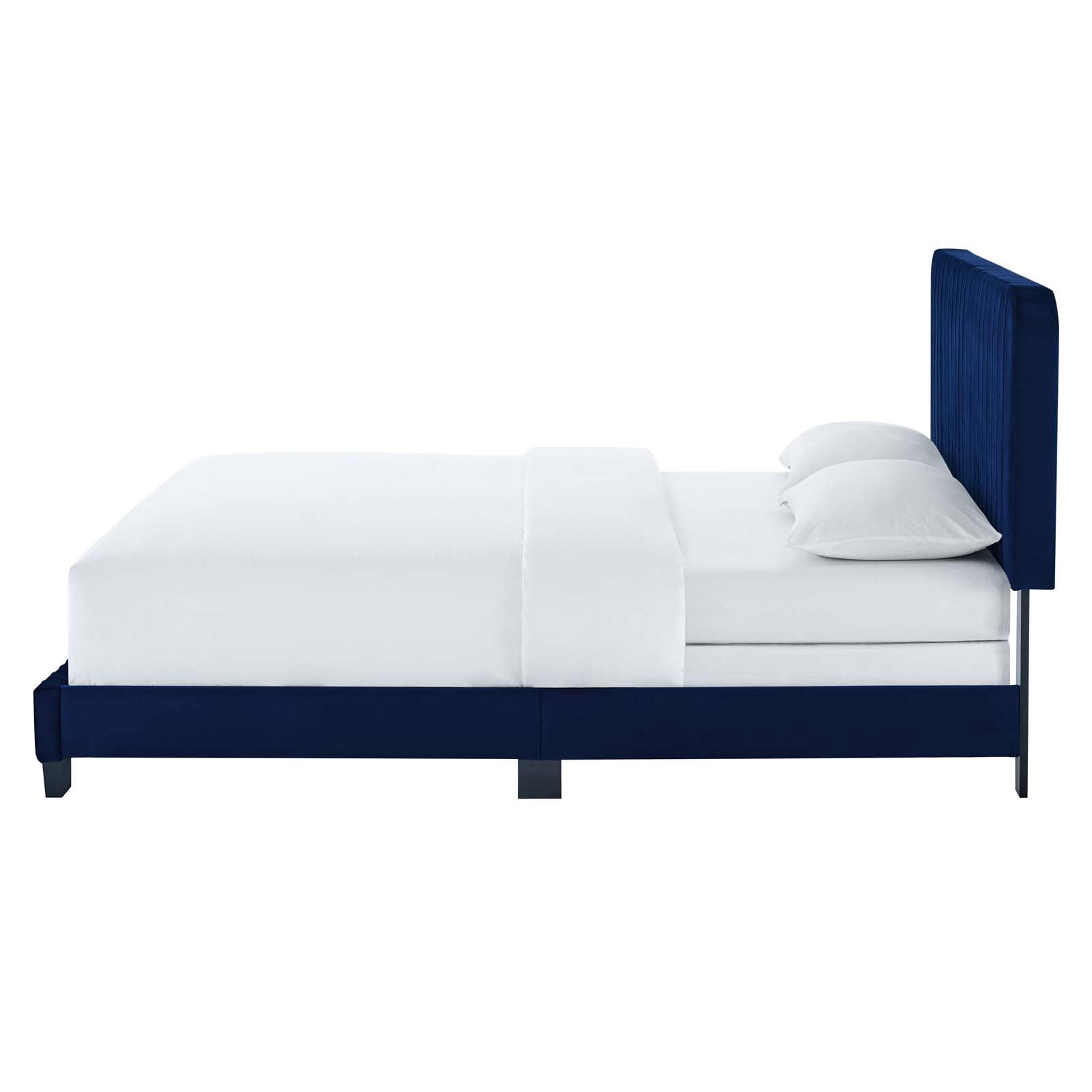 Tufted Platform Bed Frame, King Size, Velvet, Blue Navy, Modern Contemporary Urban Design, Bedroom Master Guest Suite