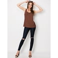 thumbnail image 4 of Made by Johnny Women's Casual Loose Fit Sleeveless Pleated Scoop Neck Tank Top S RUST, 4 of 4