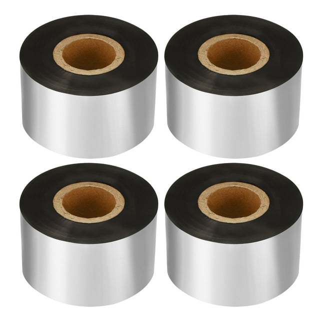 Unique Bargains 1.18'x984' (30mmx300m) Wax Thermal Transfer Ribbon, 4 Roll 1' Core Ink Out Barcode Printer Ribbon, Black