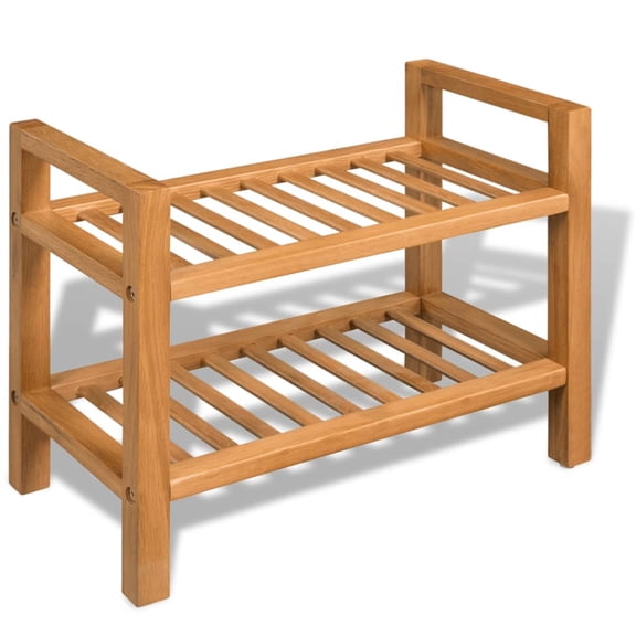 Casafoyer Shoe Rack with 2 Shelves Solid Oak Wood 19.5"x10.6"x15.7"