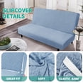 thumbnail image 2 of XYMHUN Armless Futon Cover Stretch Futon Slipcovers with Elastic Bottom Light Blue, 2 of 7