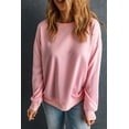 thumbnail image 3 of POGLIP Women's Pink Plain Crew Neck Pullover Sweatshirt, 3 of 6