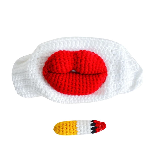 Props & 1 - Funny Joke Crochet Pattern Face Lip Mouth With Handmade Accessory for Themed Parties Stage Performances and Craft Enthusiasts