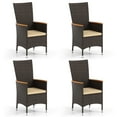 thumbnail image 1 of Costway Patio Rattan Chairs Set of 4 with High Backrest & Acacia Wood Armrests, Cushion, 1 of 8