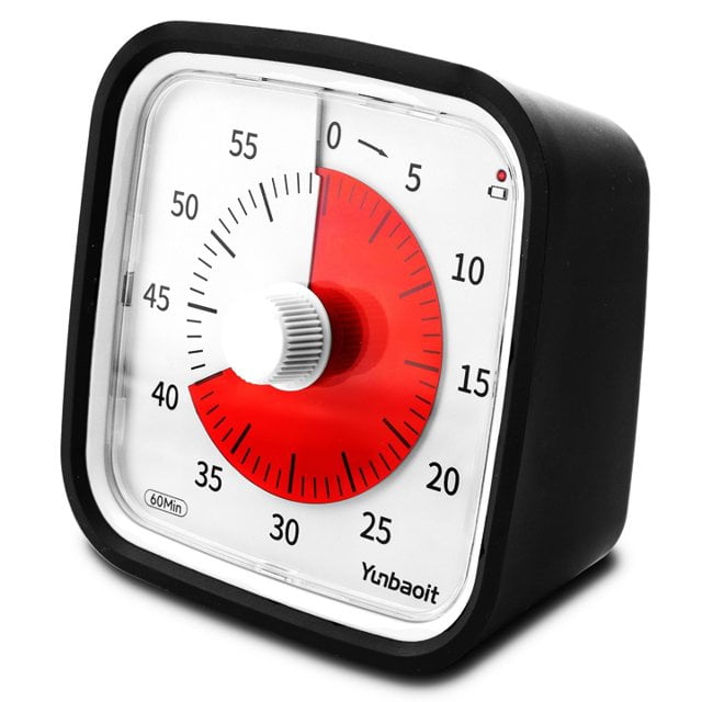 60-Minute Visual Timer for Classroom & Kids, Silent Quartz, Adjustable Volume, AAA Battery Operated