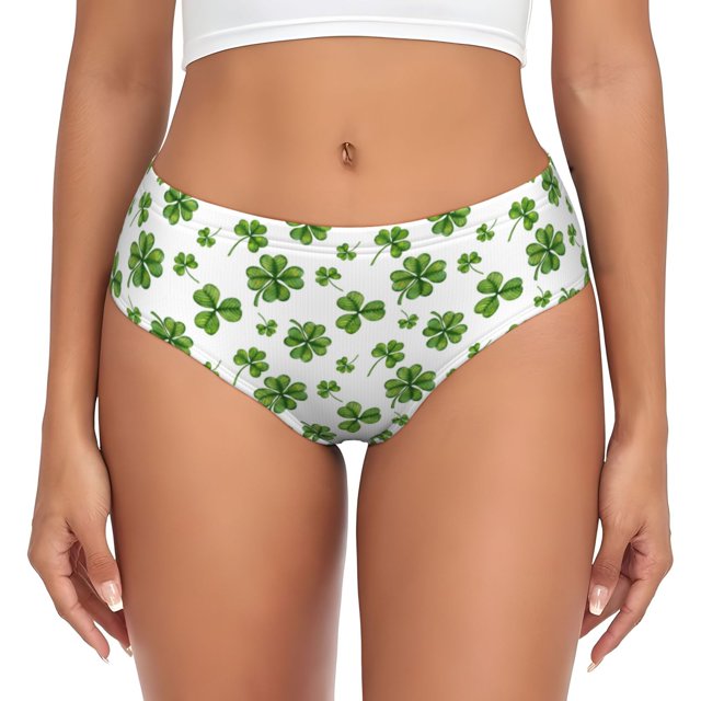 Balery St. Patrick's day Ropa Interior de Algodón para Mujer con Dibujo – Braguitas Cómodas y Elásticas, Estilo Clásico-Large