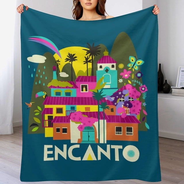 Manta de franela cálida y acogedora con diseño de dibujos animados de Encanto para sala de estar, dormitorio, cama, sofá, camping, viajes, mantas de vellón para todas las estaciones, regalos para