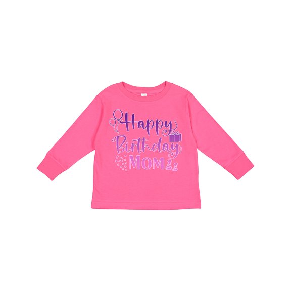 Inktastic Purple Happy Birthday Mom Boys or Girls Long Sleeve Toddler T-Shirt