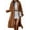 Chocolate Color, variant on Female Fuzzy Fleece Lapel Open Front Long Cardigan Coat Fur Warm Winter Outwear Jackets Chocolate Color XL