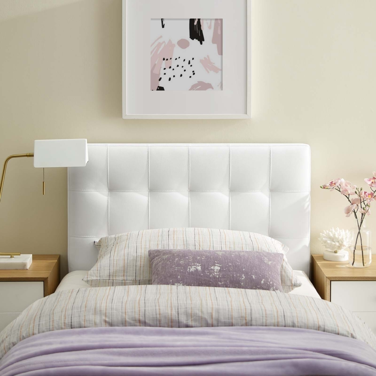 Modway Lily Twin Upholstered Faux Leather and Wood Headboard in White - image 5 of 5