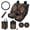 Black and Multi - Hippie Skull, variant on LedBack Skull Flower Print Car Seat and Steering Wheel Cover Set with Garbage Bag Car Air Vent Storage Bag Cup Cushions Keychain for Men Women, Set of 10, Easy to Install Auto Decor