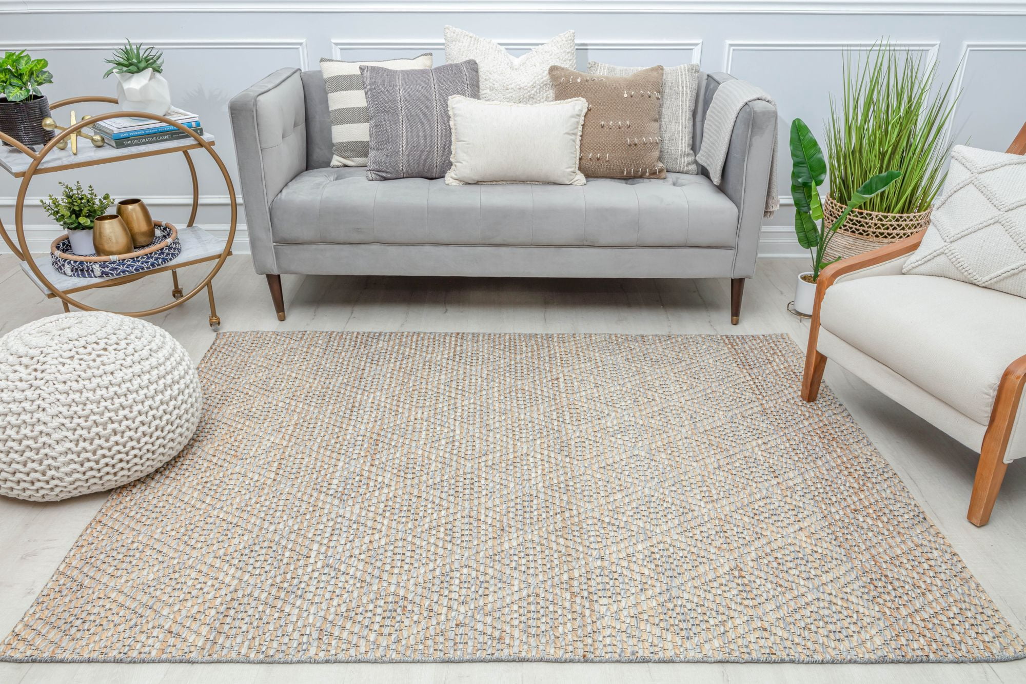 Rugs America Double Diamond DB10A Textured/Diamond Farmhouse Cream Area Rug, 8’0”x10’0”