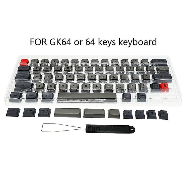 Juego de teclas de 64 teclas, teclas gruesas Pbt de doble Color para teclado mecánico para jugar Gk64 con extractor