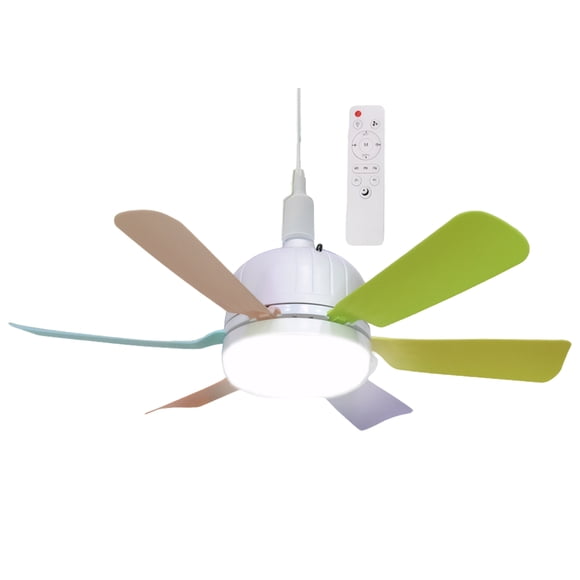 Billuyoard Ventilador de techo LED con control remoto para sala de estar, ventilador de techo con aspas rectas E27 Electrodomésticos Colorido 6 hojas