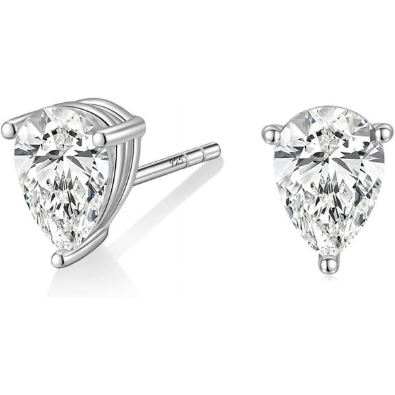 1 Carat 925 Sterling Silver Cubic Zirconia Stud Earrings For Women Cz Stud Small Cute Earrings Hypoallergenic[Z1]