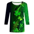 thumbnail image 6 of Yteetum 3/4 Length Sleeve Womens Tops Oversized Crewneck St Patricks Day Shamrocks Graphic Print T Shirt Womens Casual Plus Size Round Neck Loose Irish Festivities Three Quarter Sleeve Shirt, 6 of 6