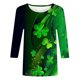 thumbnail image 4 of RKSTN 3/4 Length Sleeve Womens Tops Oversized Crewneck St Patricks Day Lucky Shamrocks Graphic Print T Shirt Womens Casual Plus Size Round Neck Loose Irish Festivities Three Quarter Sleeve Shirt, 4 of 6