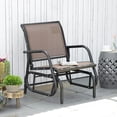 thumbnail image 3 of Spaco Porch Glider, Metal Frame Swing Glider Chair with Breathable Mesh Fabric, Curved Armrests and Steel Frame for Outdoor as Backyard, Garden, and Porch, Brown, 3 of 11