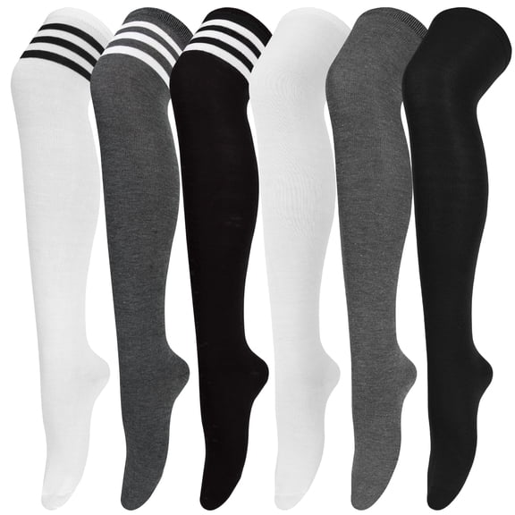 Loritta 6 Pairs Thigh High Stockings Womens Knee High Socks, Over the Knee Socks, Style D
