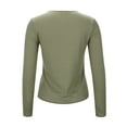 thumbnail image 4 of Women's Autumn Long Sleeved Ribbed Knit Casual Round Neck Slim Fit Seam Basic T Shirt Top Womens Short Sleeve Raglan Tee Handstand Shirt Long Sleeve Long Sleeve Thin T Shirt Women Athletic Top 2 T, 4 of 8