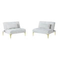 thumbnail image 6 of Convertible sofa bed futon with gold metal legs teddy fabric (White), 6 of 6