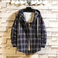 thumbnail image 2 of Big and Tall Mens Shirts Long Sleeve Regular Fit Button Down Plaid Flannel Shirt Fall Winter Plus Size Hooded Mens Shirts, 2 of 3