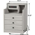 thumbnail image 2 of LNSETGC Nightstand with Charging Station  Night Stand with Hutch &amp;  Drawers  End Table  Bedroom Grey, 2 of 7