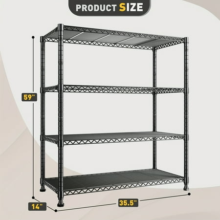 3/4/5/6/7/8 Tier Storage Shelves, Metal Shelving Wire Shelving Unit Metal Shelves for Storage Adjustable Shelving Rack for Pantry Kitchen Garage Bathroom, Standing Shelf