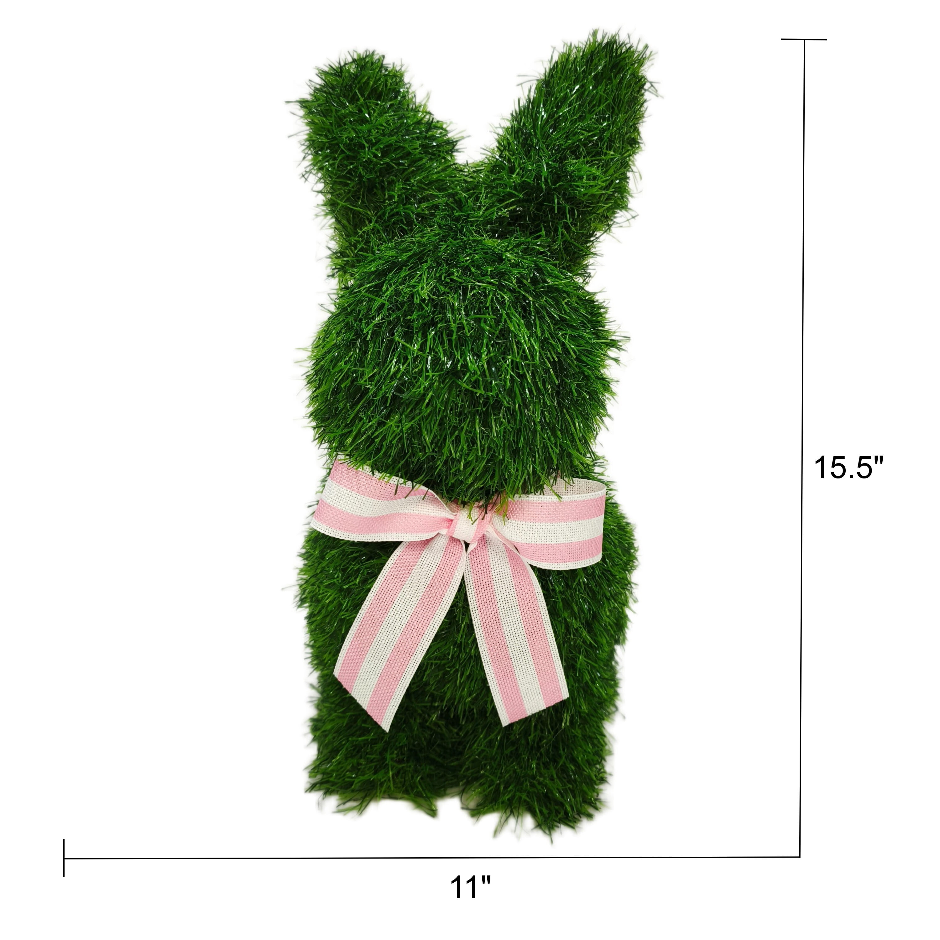 Faux Grass Sitting Bunny Tabletop Decoration, Green, 15.5", Easter by Way To Celebrate