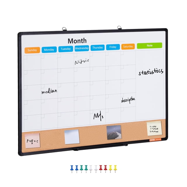 Calendario mensual combinado de pizarra blanca y pizarra de corcho VEVOR 36 x 24