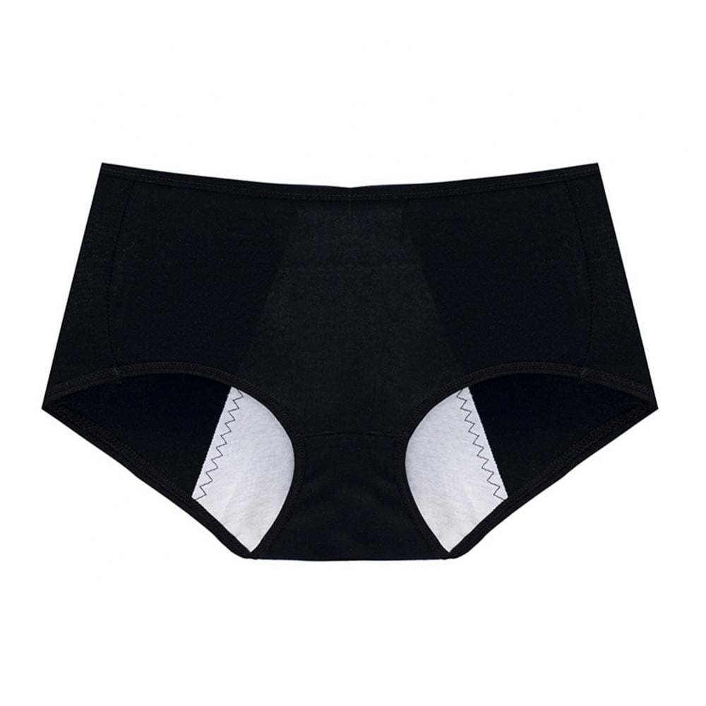 Baywell Womens Underwear, Menstrual Period Underwear for Women Girls Cotton  Panties Mid Waist Comfortable Easy Clean Briefs Black 138.6-159.5LBS 