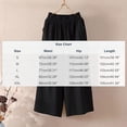 thumbnail image 3 of Women's Linen Blend Wide Leg Culottes Pants Elastic Waist with Gathered Pleats Breathable Loose Fit Mid-Length Trousers for Spring Summer Black XXL(XXL), 3 of 5