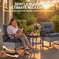 thumbnail image 3 of Patio Outdoor Furniture Set, 3PCS Rattan Wicker Rocking Chair Set Balcony Furniture, Steel Frame Patio Chairs with 2-Tier Coffee Table, Thick Seat Cushions and Pillows, 3 of 10