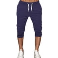 thumbnail image 4 of Mens 3/4 Joggers Capri Pants Slim Fit Lightweight Yoga Running Athletic Active Pants Navy M, 4 of 4