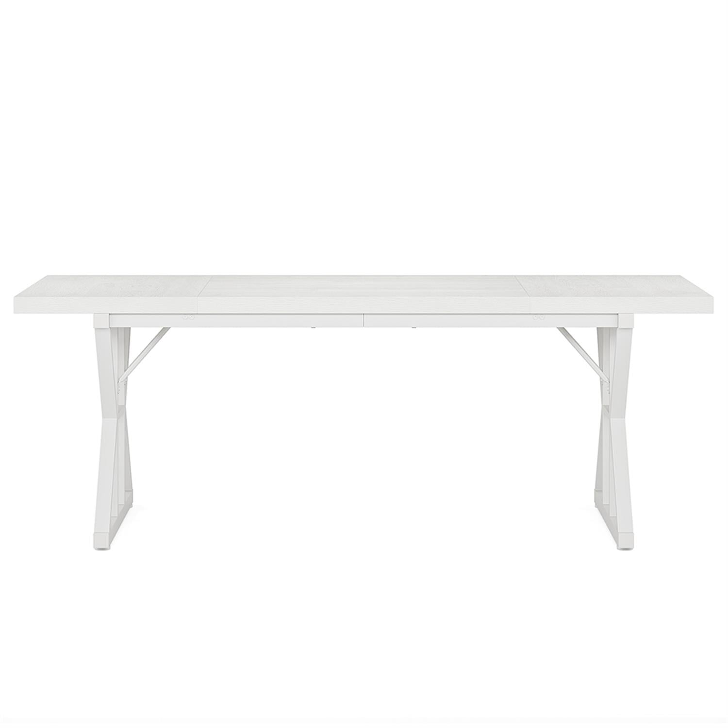 Demi Bonn 71" Farmhouse Dining Table, Wood Rustic Kitchen Table for 6 People, Large Rectangular Dinner Table for Dining Room, Home Office, Living Room Furniture, White