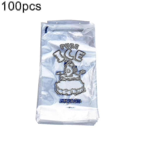 100 Piece Rope Ice Bag, Ice Storage Bag, Pe Transparent Ice Bag