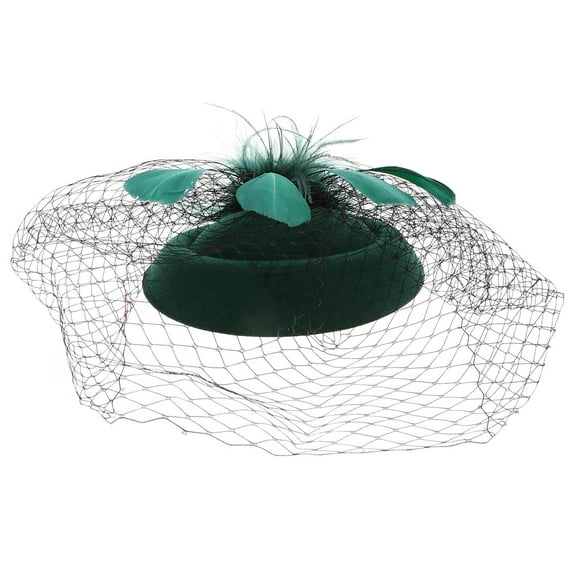 AURARMLET Tea Party Accessories for Girls 1Pc Elegant Round Pillbox Hat with Veil Green Mesh Headwear