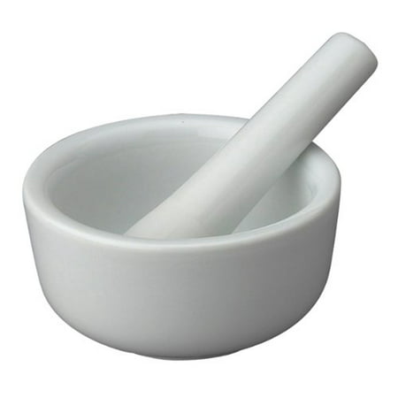HIC Mortar and Pestle Spice Herb Grinder Pill Crusher, Fine-Quality Porcelain, 3.5-Inch x