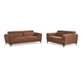 thumbnail image 2 of 2-piece Contemporary Sofa Loveseat Living Room Set with Adjustable Headrest, Brown, 2 of 5