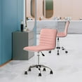 thumbnail image 6 of OWNEN Low Back PU Leather Ribbed Armless Office Chair, Ergonomic Swivel Computer Task Chair with Wheels for Office, Home,Apricot Pink,, 6 of 9