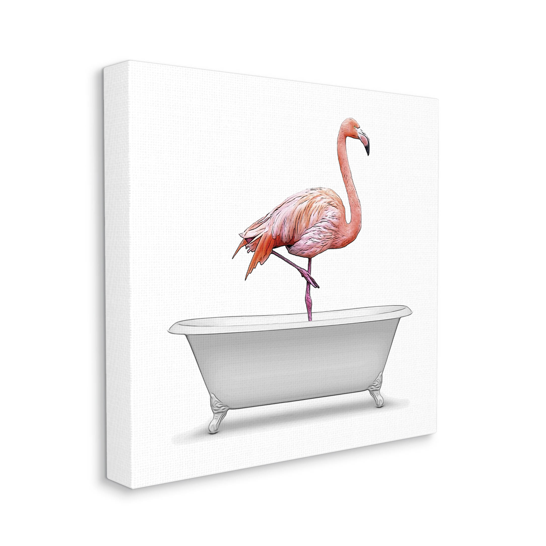 Stupell Industries Flamingo Standing Antique Bathroom Tub Graphic Art Gallery Wrapped Canvas Print Wall Art, Design by Annalisa Latella