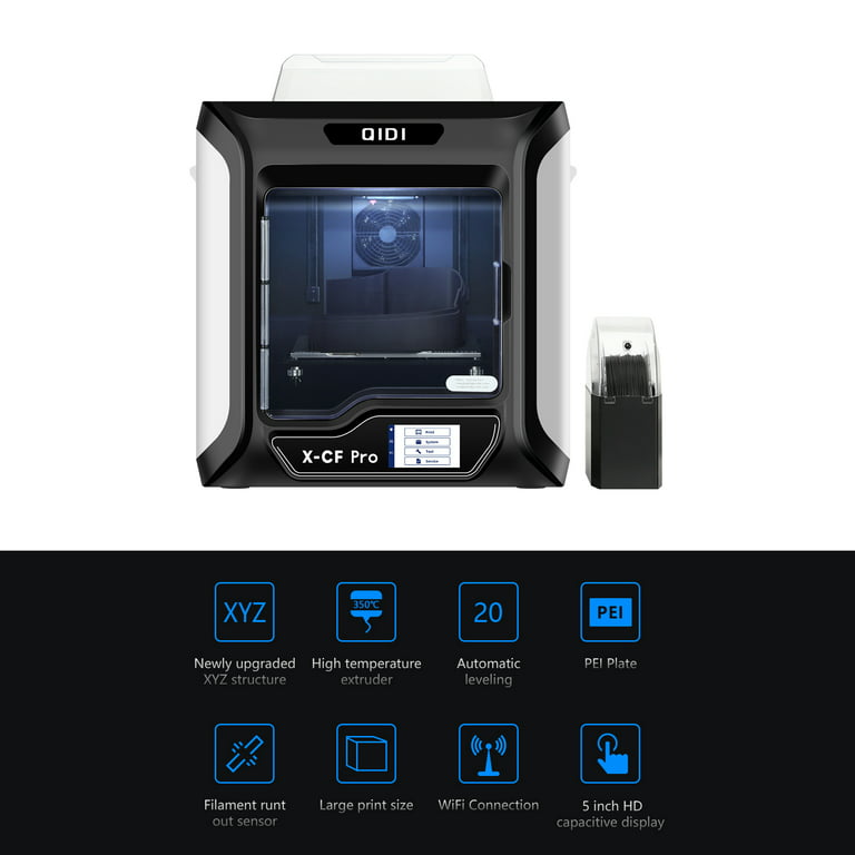 QIDI TECH X-CF-Pro 3D Printer Desktop Intelligent Industrial Grade with 5inch Touchscreen WiFi Printing Upgraded Structure High for Carbon Fiber Nylon Print Size 300 x 250 x 300mm/11.8* - Walmart.com