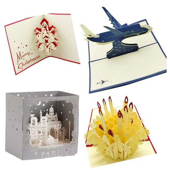 3D Greeting Cards 4 PK Pop Up Card For Anniversary, Birthday, Valentine, Wedding, Congratulations Cards