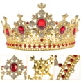 thumbnail image 4 of KAKOWELY 1 Pce Couronne de Célébration de Mariage Européenne Américaine Coiffe de Mariage Forme Ronde Couronne de Mariée en Alliage Incrustée de Strass pour Femmes (Rouge Doré), 5.12"X5.12"X3.27 Pouces, 4 of 4